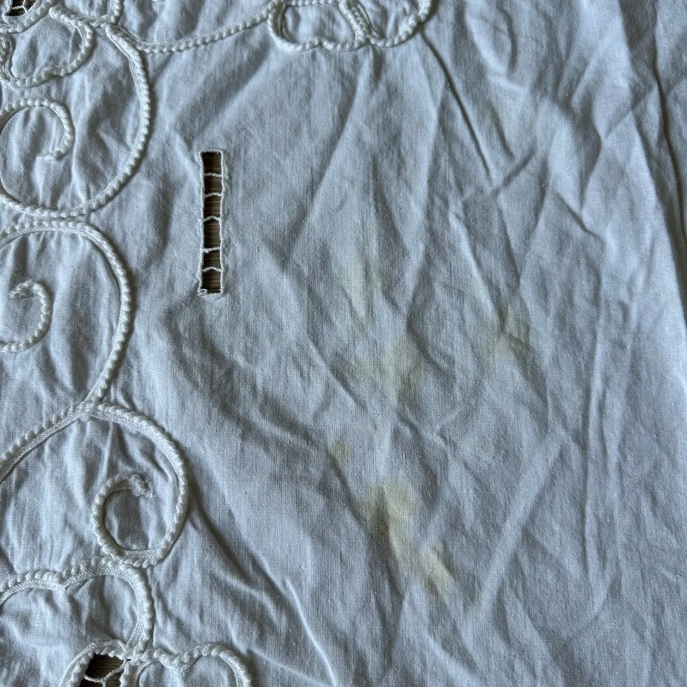 Vintage Cotton White Table Battenburg Table Lace